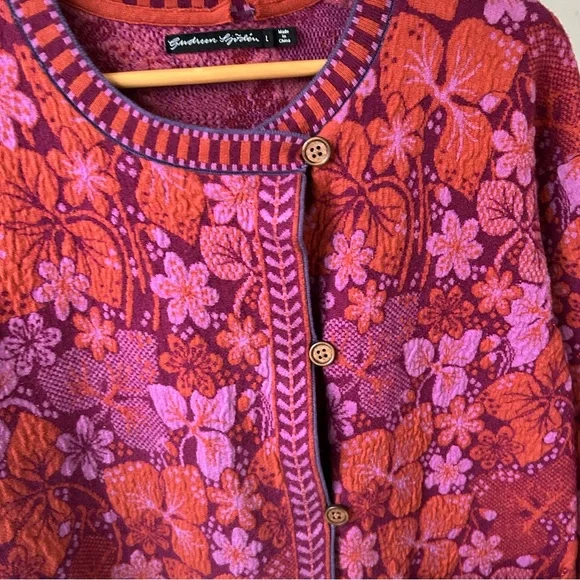 Gudrun Sjoden Ottilia Floral Knjt Coat Jacket Women’s Large - Picture 7 of 13